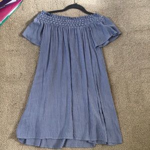 Small Blue and White Off the Shoulder Dress